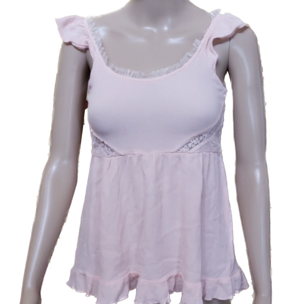 Chloe K peach ruffle sleeve tank top XS